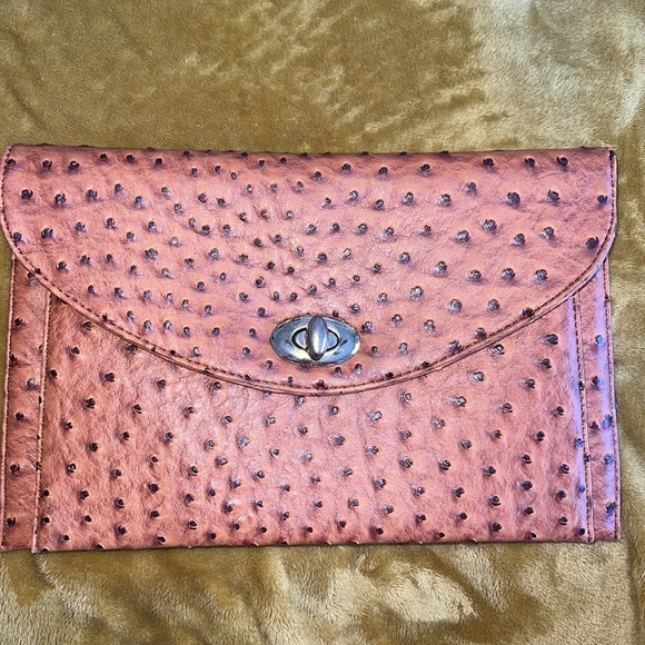 Street Level Ostrich Clutch - Picture 1 of 9